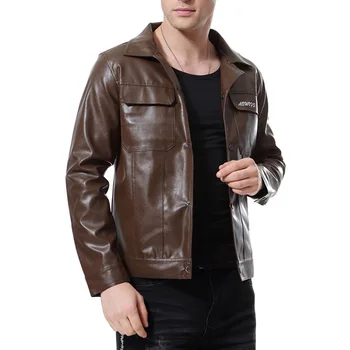 

Fall and Winter 2019 Newest M-5xl Large Size Men's Leisure Style Black Brown Colors Jacket Men Leather Jacket Fashion Style