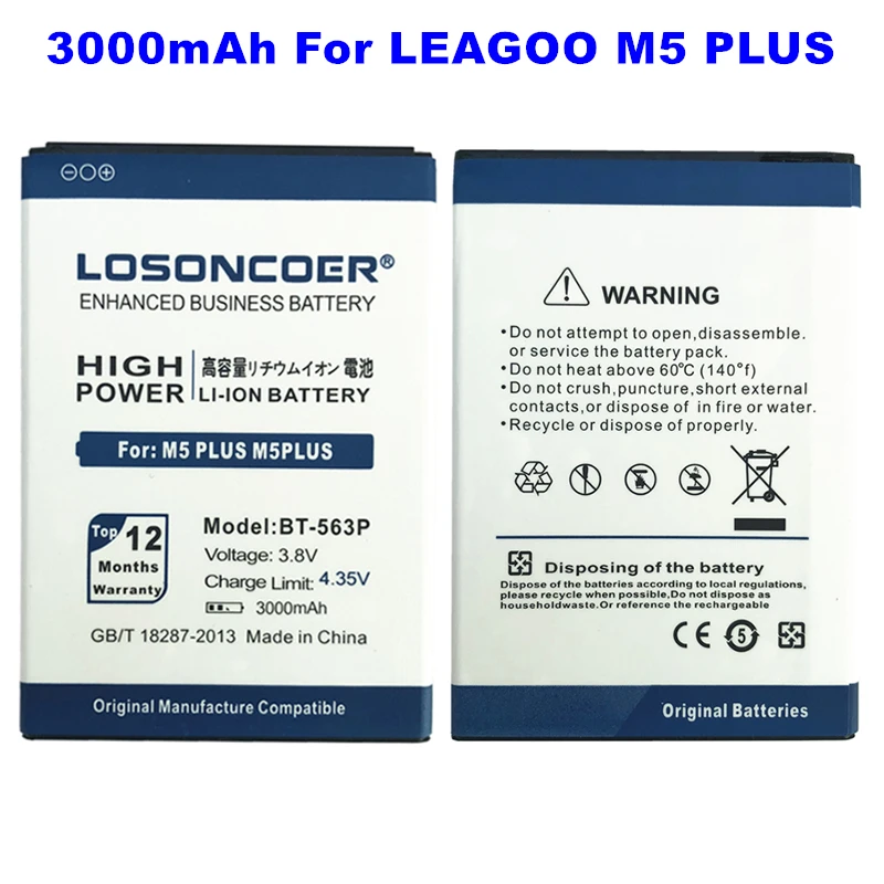 

LOSONCOER 3000mAh BT-563P For LEAGOO M5 PLUS M5PLUS BT563P High Capacity Phone Battery~In Stock