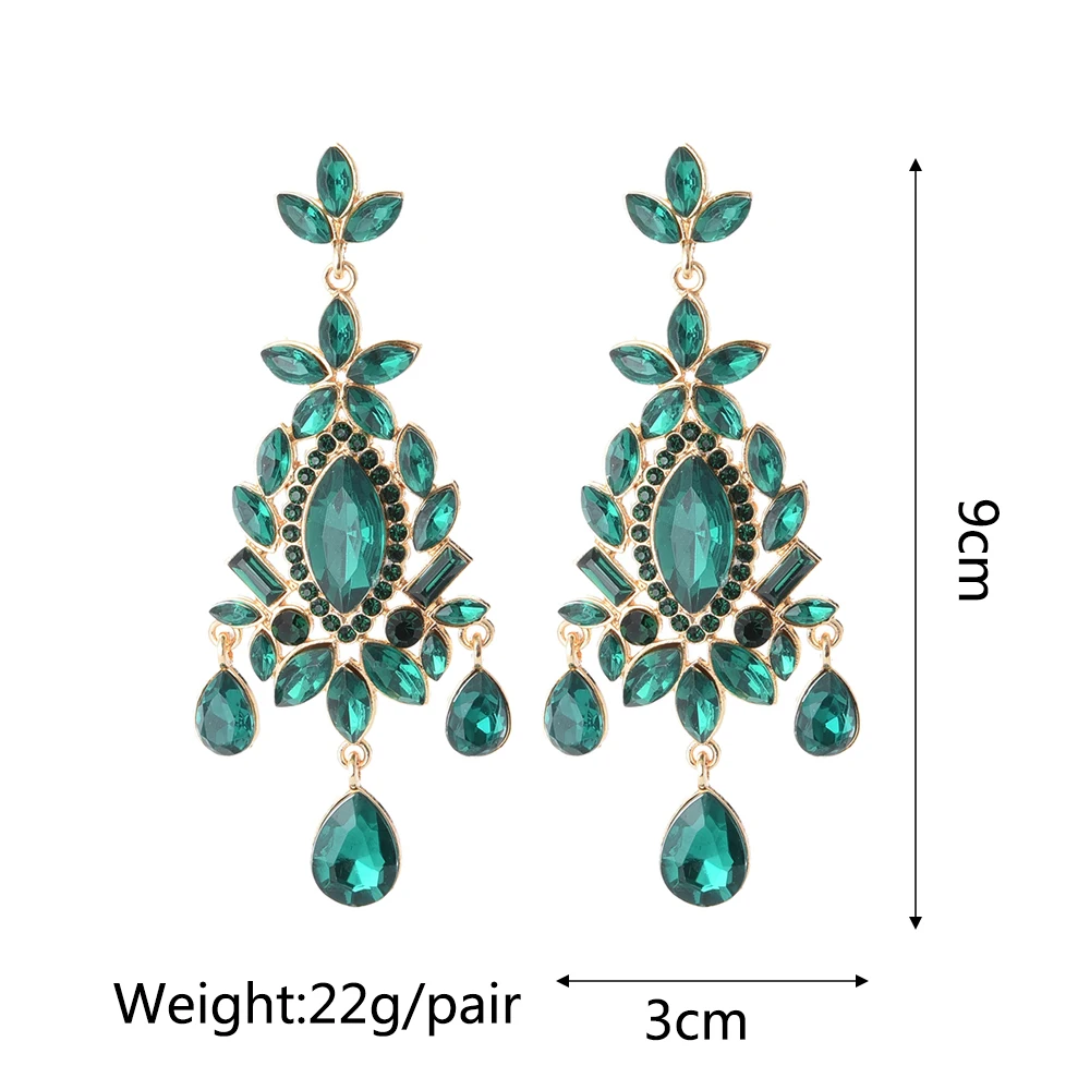 Ztech New Green Series Set Earrings Designer Jewelry Crystal Tassel Za Accessories Handmake Statement Bijoux Pendientes Brincos