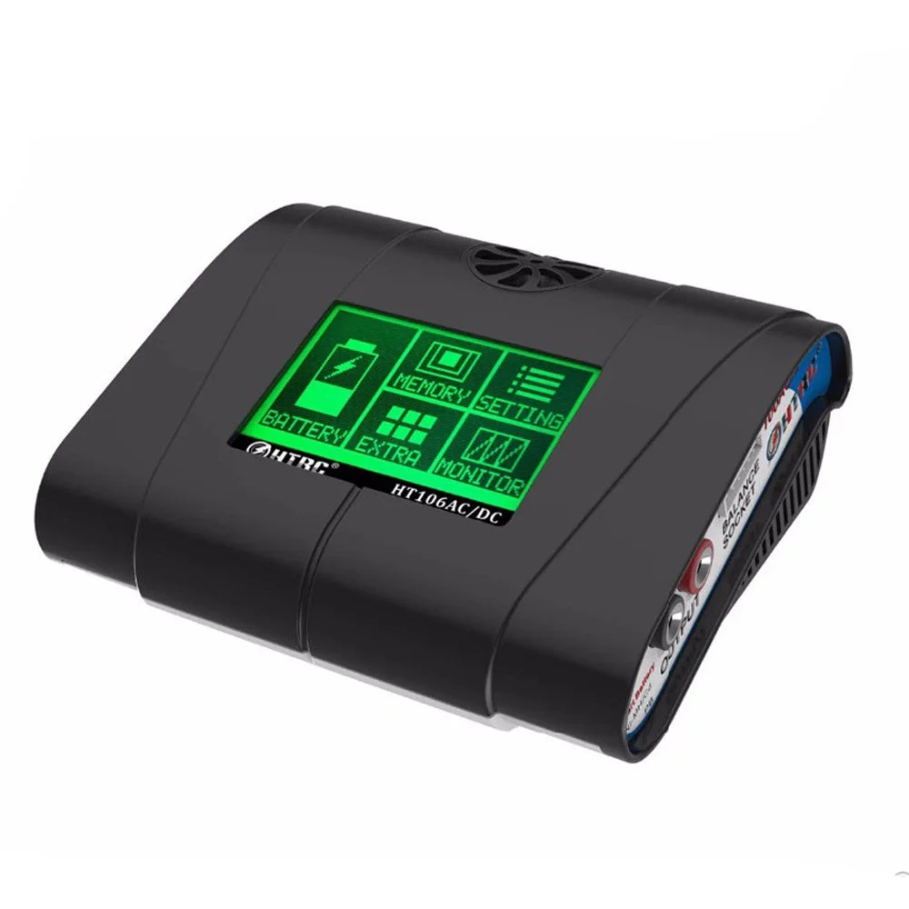 

HTRC HT106 AC/DC 100W 10A RC 3.2" Touch Screen Battery Balance Charger/Discharger For Lilon/LiPo/LiFe/LiHV Battery Charging