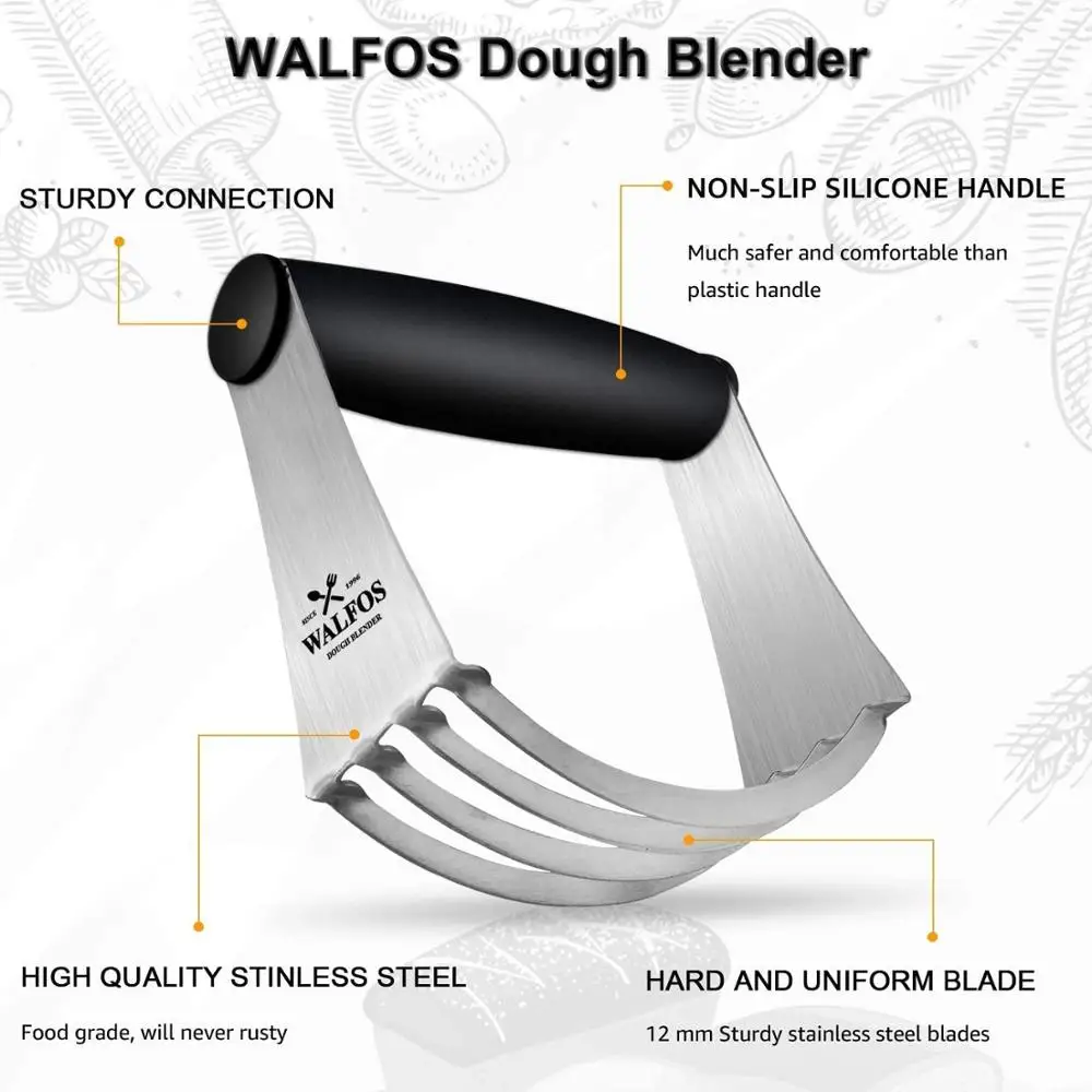 WALFOS Dough Blender Multi-Purpose Pastry Cutter Heavy Duty Stainless Steel Non-Slip Handle For Pastry dough blender