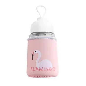 

Cute 320ML Flamingo Glass Bottle of Water With Cloth Cover Drinking For Children