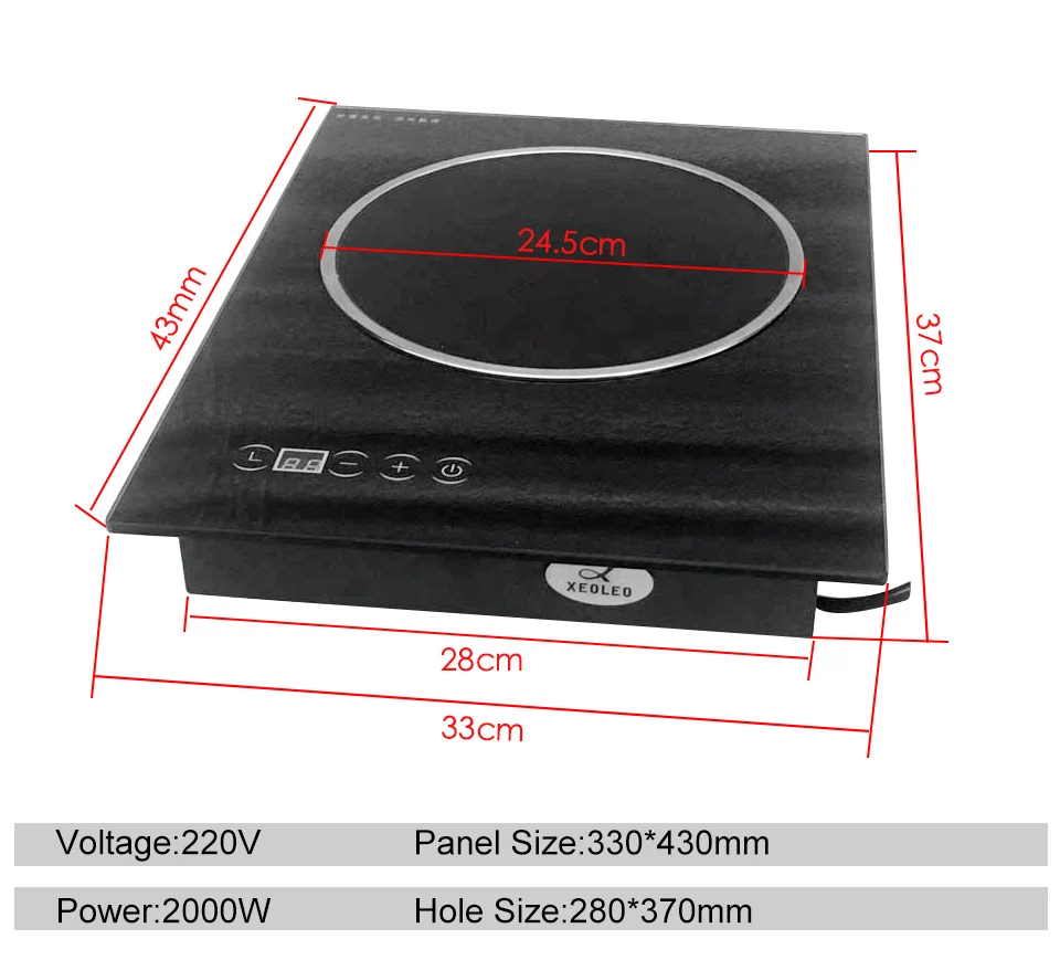 Электрическая керамическая плита XEOLEO, 2000 Вт, бытовая индукционная плита без радиации, подходит для любой кастрюли с тачпадом, одноконфорочная плита