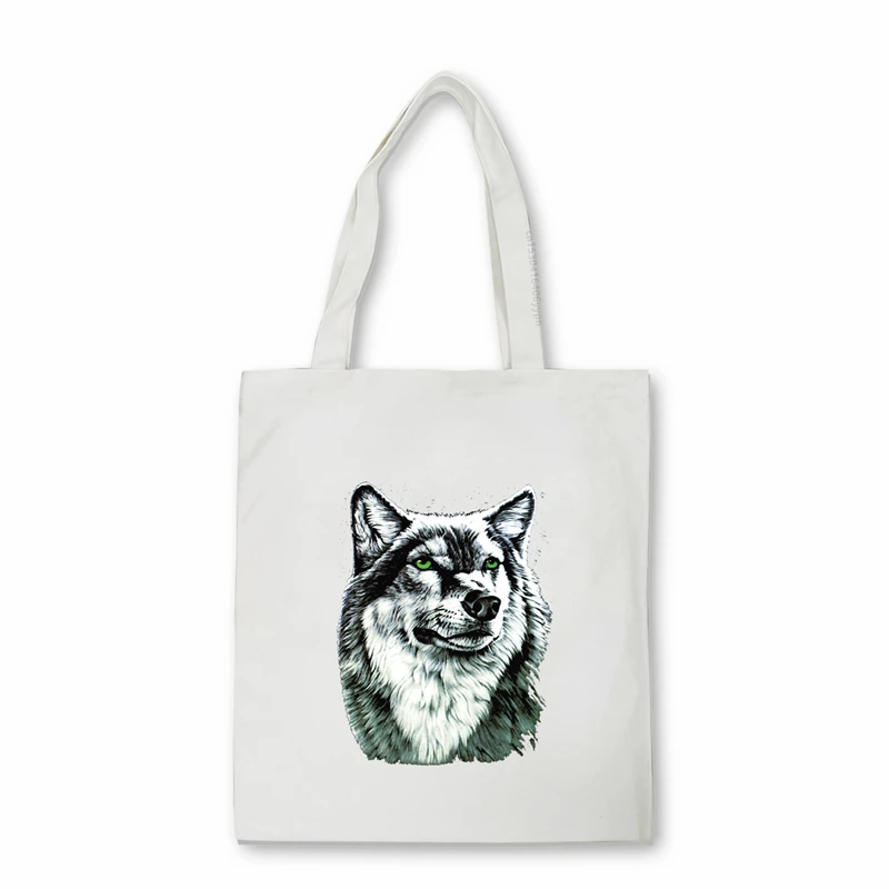 

Сумка для покупок с 3D-принтом волка, Женская Экологичная вместительная сумка через плечо, Модная Складная Холщовая Сумка, сумка для покупок с аниме