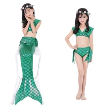 Маскарадный костюм русалки с блестками для девочек, купальник русалки Ариэль, купальник на Хэллоуин, бикини для косплея, купальные костюмы для девочек
