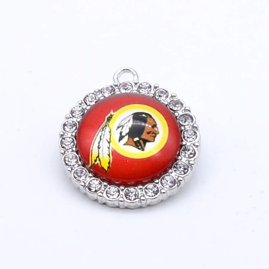 Серебряная подвеска, стразы, талисманы, США, Redskins, талисманы для браслета, ожерелье для женщин, мужчин, фанатов футбола, Paty Fashion - Окраска металла: Светло-желтый, золотистый цвет