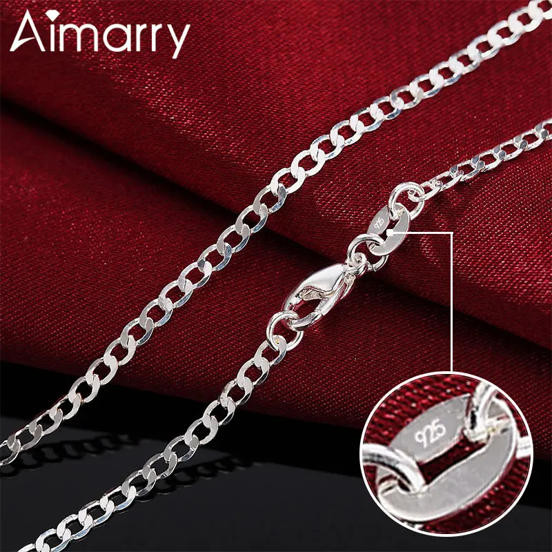 Aimarry 925 стерлингового серебра 16/18/20/22/24/26/28/30 дюймов 2 мм цепочка Ожерелье модное ювелирное изделие для женщин и