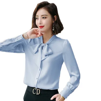 

White Bow Ribbon Shirt Female 2019 Pack Temperament Tooling Occupation Shirt