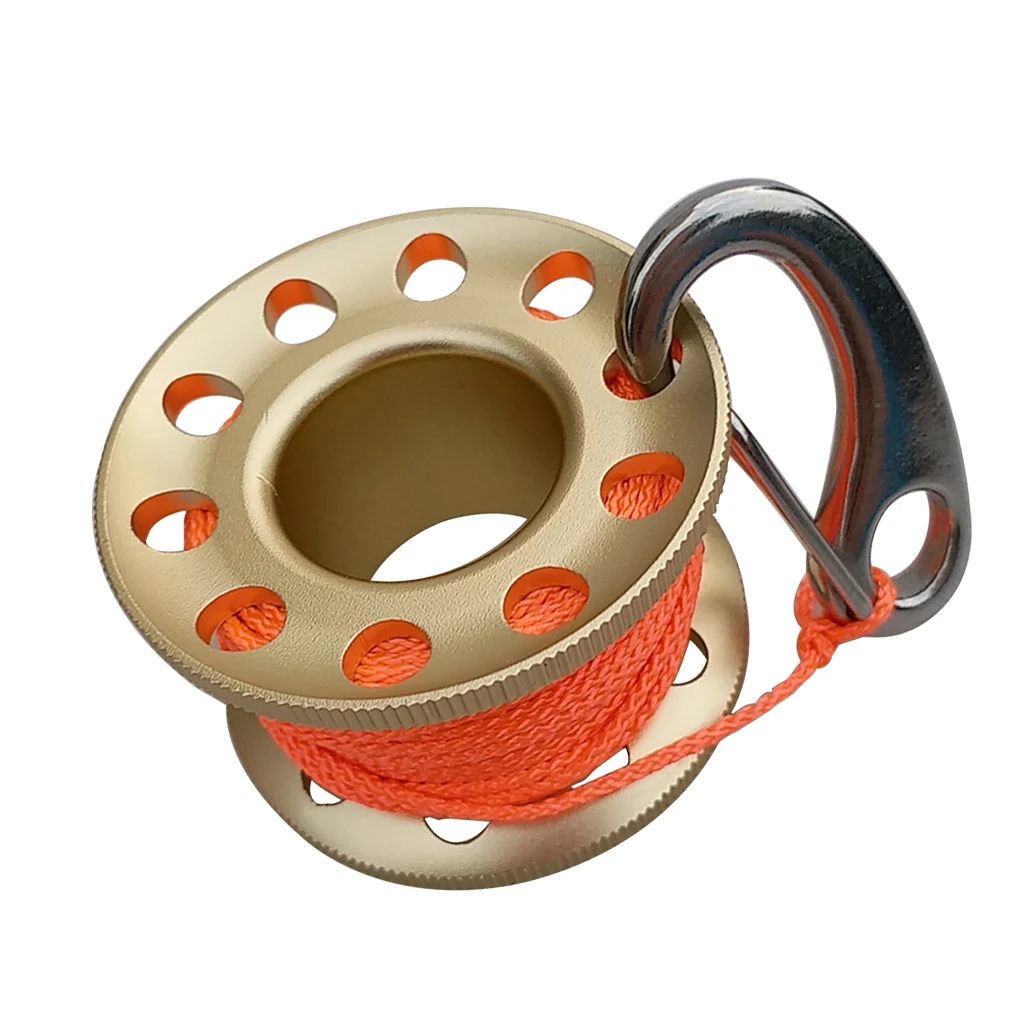 Finger Reel Wreck Scuba Tech Diving Spool 10m/98ft Line Rope with Stainless Clip Scuba Dive Line Rope Guide