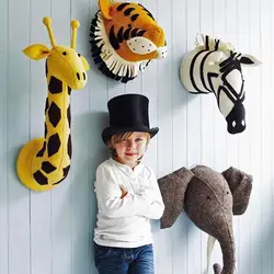 Плюшевые игрушки голова куклы Фламинго слон голова настенное крепление Мягкие плюшевые игрушки декор для детских комнат Войлок стены