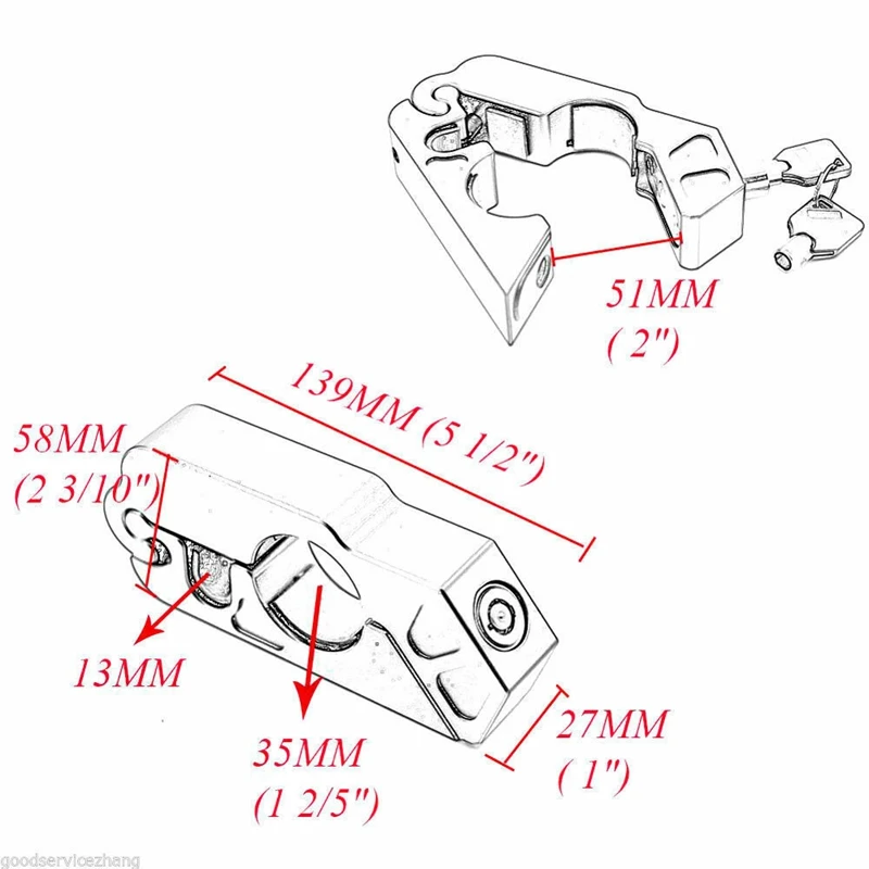 Мотоциклетный замок-универсальная алюминиевая рукоятка мотоцикла с ЧПУ, рукоятка дроссельной заслонки, замок безопасности с 2 ключами для защиты велосипеда, скутера, МО