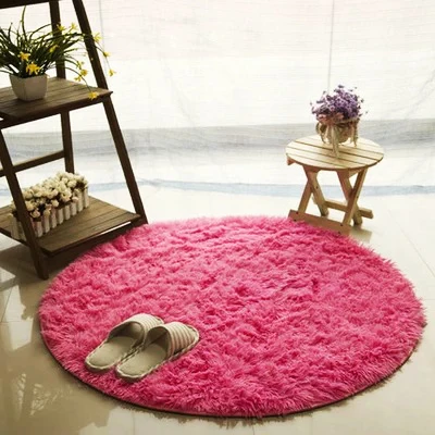 Розовый круглый ковер в скандинавском стиле, длинный плюшевый ковер для гостиной, спальни, ворсистые коврики для ног, большой размер, мягкие коврики - Цвет: Rose