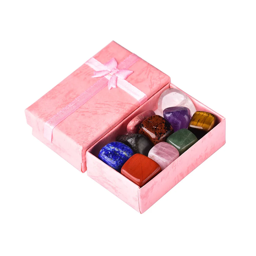 Healing-Stone Mineral-Ornaments Gifts Crystal Chakras Quartz Home-Decoration Box 