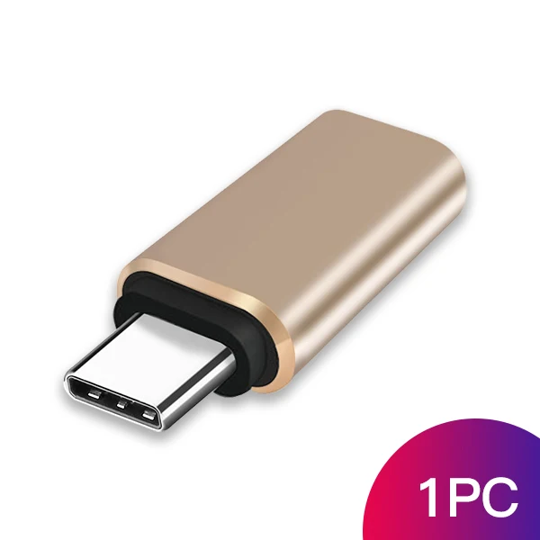 ACCEZZ 2 шт. Тип c OTG адаптер для iPhone кабель женский type-c данных разъем для зарядки huawei P20 Pro mate 20 samsung S9 S10 - Цвет: 1PC Gold