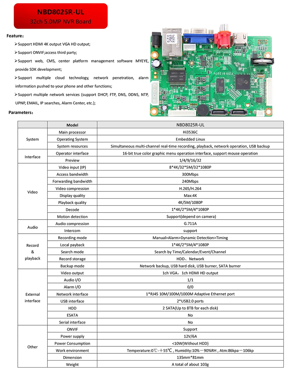 Gravador de Vídeo ip com Linha 32ch 5. 0mp 1080 p H.265 H.264 Nvr Dvr Placa Câmera Sata Onvif Cms Xmeye 8ch * 4 k - 3 nvr gravador de vídeo dvr placa câmera