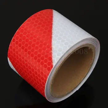 

1 50mmx3m red and white diagonal safety warning reflective tape self-adhesive tape traffic reflective sticker