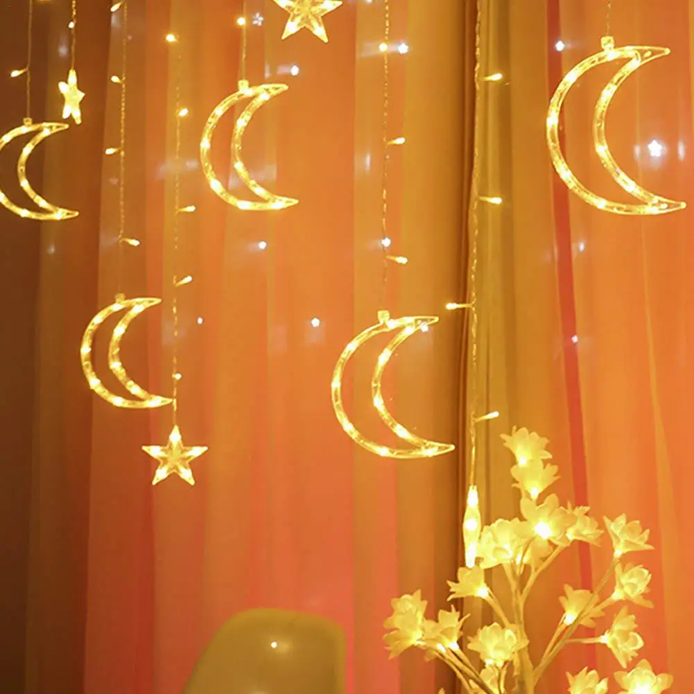 Newest LED Curtain String Lights Star Moon Decorative Lamp for Christams Party Decoration European Regulation 220V Newest LED Curtain String Lights Star Moon Decorative Lamp for Christams Party Decoration European Regulation 220V