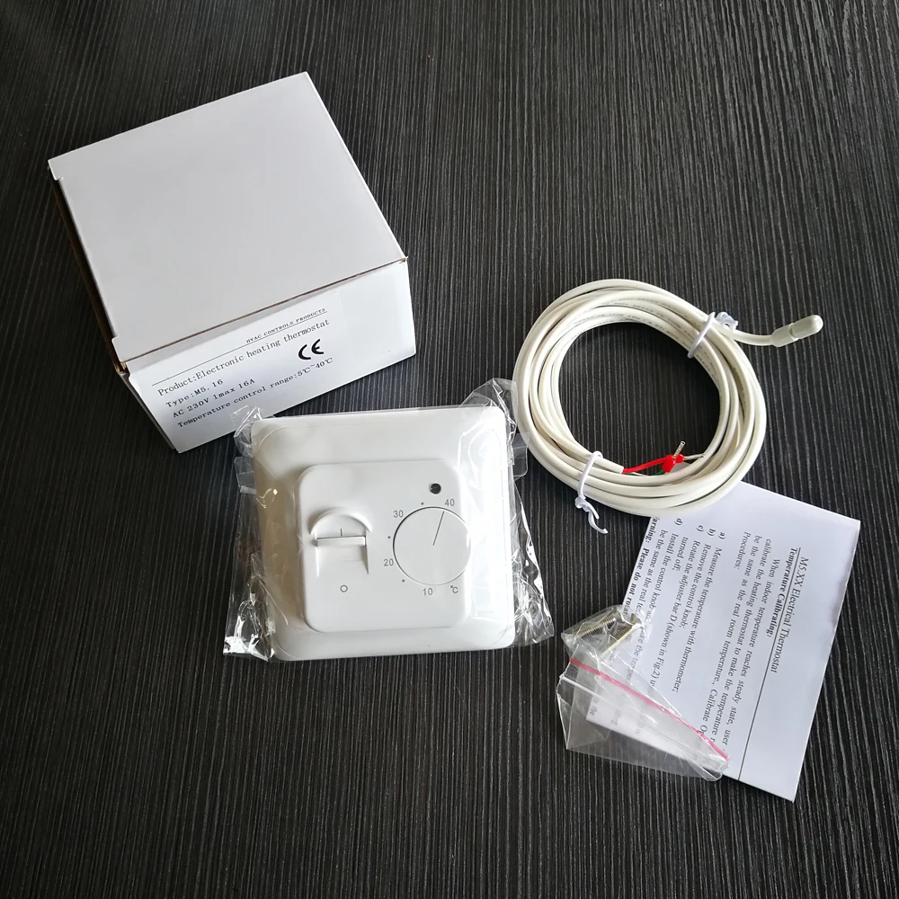 RTC70 Electric Thermostat Mechanical Room Thermostat Electric Floor Heating Thermostat Infrared Heater with External NTC Sensor Probe 16A 220VAC M5