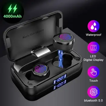 

TWS bluetooth 5.0 Wireless Earphone 4000mAh LED Display Noise Cancelling Stereo Waterproof Earbuds Headset