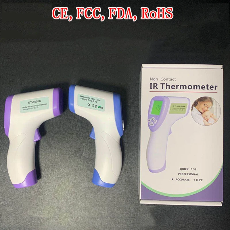 

Infrared Thermometer Forehead Digital Thermometer Portable Non-Contact 3 Color Backlit Baby Adult Thermometer With CE Certificat