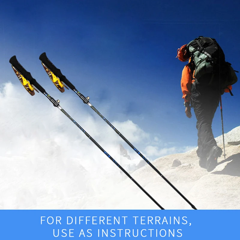 Trekking Pole Folding Stick Carbon Aluminum Five-Section Telescopic Shock Hiking Walking Trekking Trail Poles Stick Adjust Canes