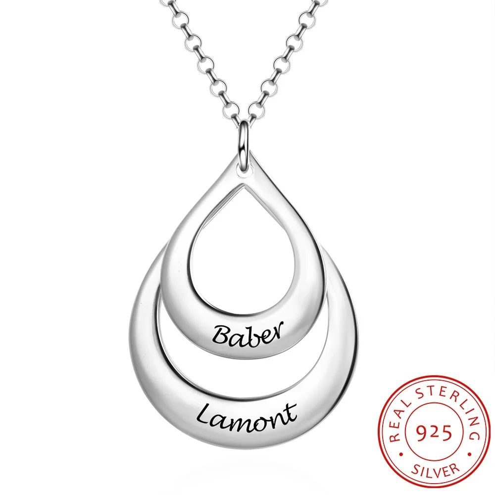 Персонализированное ожерелье с гравировкой 2 имени для женщин 925 пробы