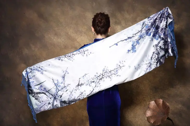Национальный стиль Cheongsam картина маслом шаль шарф женский шелковый кашемировый шарф ретро свадьба вечеринка накидка палантин обертывания