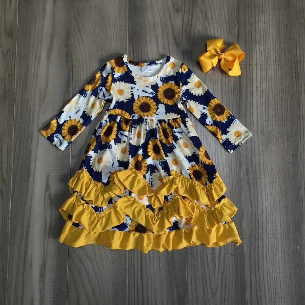 girls mustard floral dress