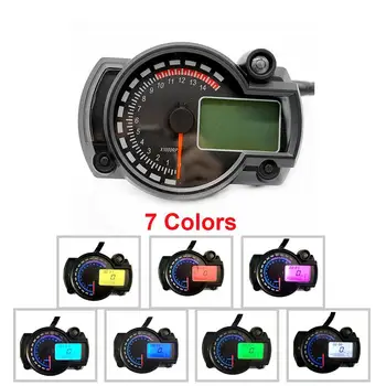 

Universal 7 color display Motorcycle Digital Speedometer LCD Gauge Speedometer Tachometer Odometer Instrument Adjustable