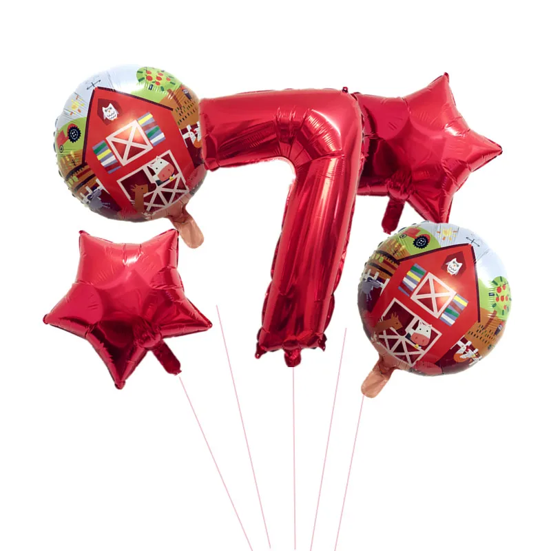 Новинка, 5 шт./лот, воздушный шар с животными на ферме, 30 дюймов, воздушный шар с цифрами, для детей, для первого дня рождения, для вечеринки, украшения, Globos, игрушки для детей, для фермы, вечерние - Цвет: 5pcs