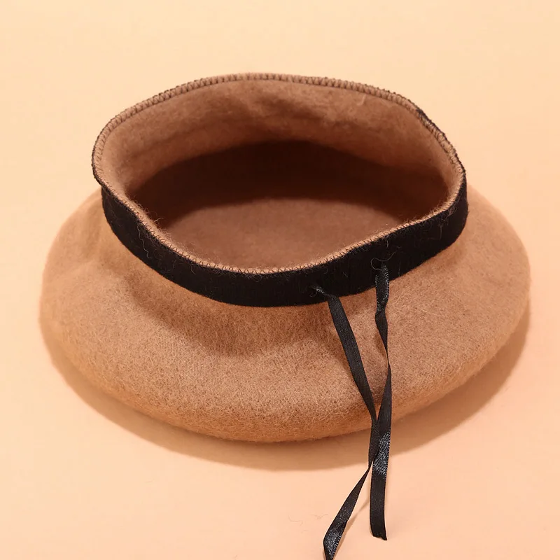 KASURE женские береты на весну и зиму, шапка в стиле художника, женские шерстяные винтажные береты, однотонные кепки, женская шапка, теплая прогулочная шапка