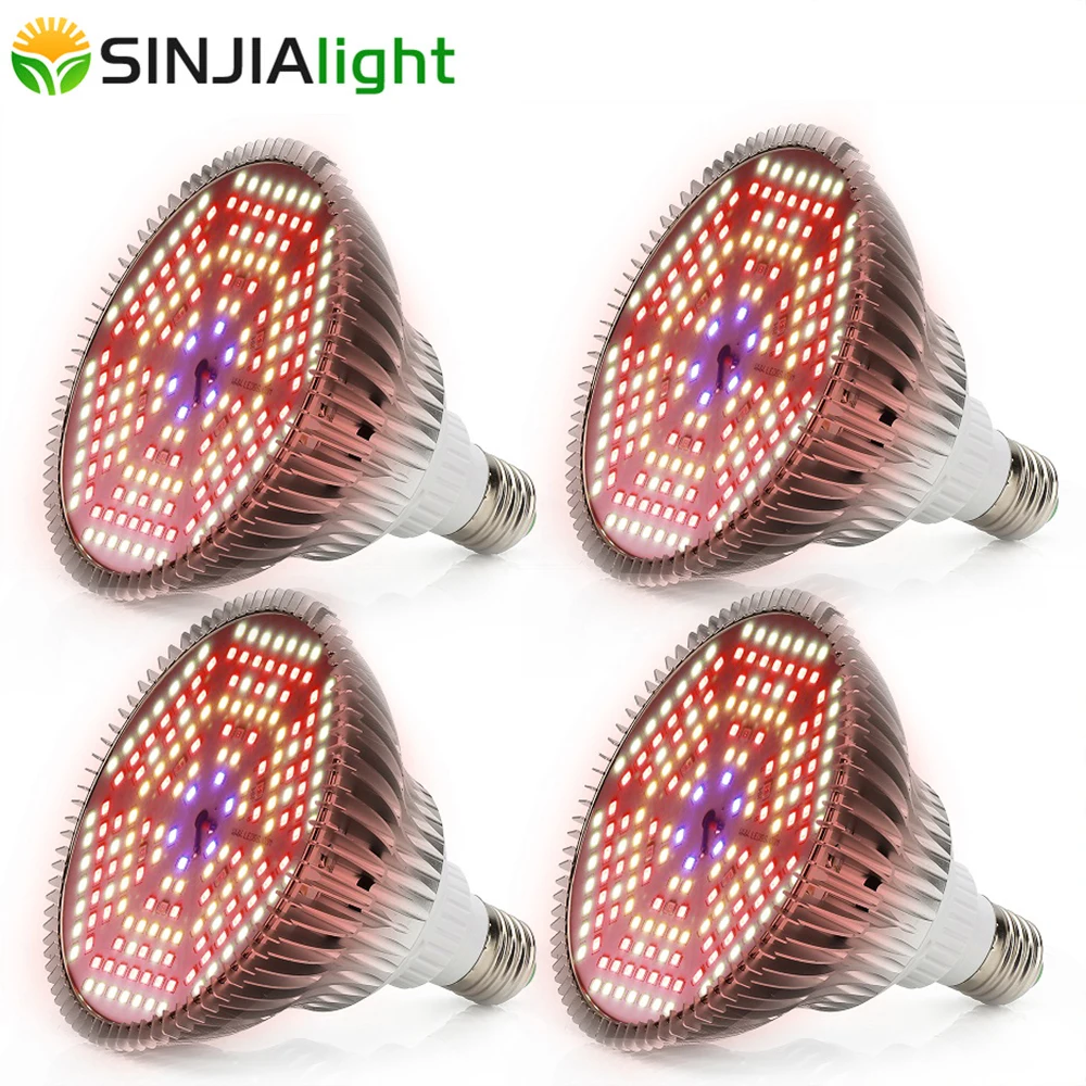 4PCS 120W Full Spectrum LED Grow Light 180LEDs Plant Lamp Led Growing Bulb for Indoor Plants Flowers Garden Vegs Greenhouse E27