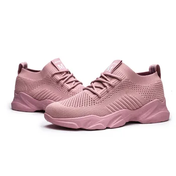 

KUYOMENS Sneakers Women Mesh Lace-Up Solid Flat Platform Shallow Stretch Fabric Knited Spring Autumn Wedges Shoes For Women zapa