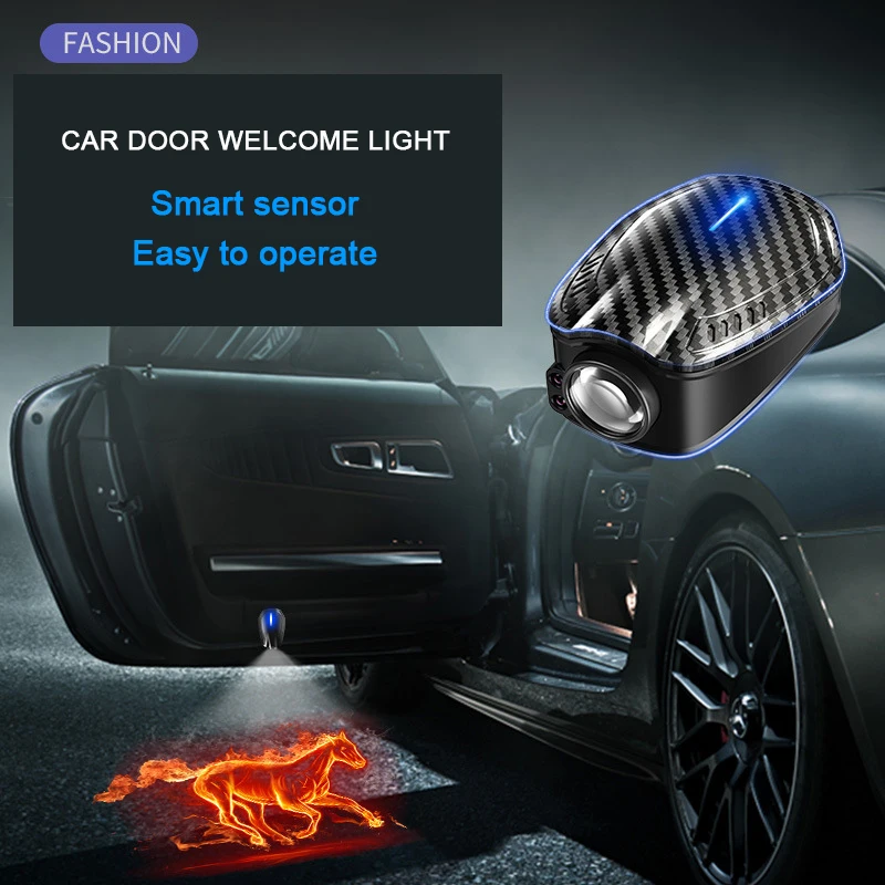 Rechargeable Wireless Led Car Door Welcome Projector Logo Ghost Shadow Light  Decor Lamp Laser Atmosphere Car Accessories (2)