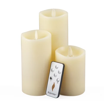

Ksperway Flameless Candles Real Wax Dancing Flame Pillar Candle with Blowing Control and Remote 3 by 4/6/8 Inch 3pcs
