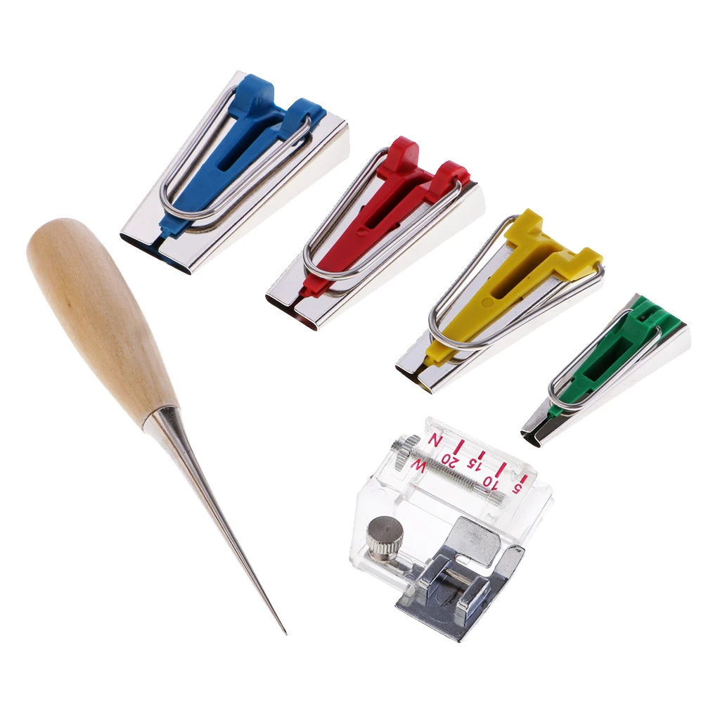 6 Pieces Multifunctional Bias Tape Maker Tool Set Sewing Machine Tools Binder Foot