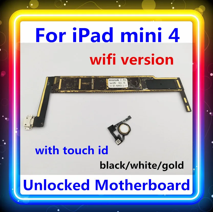 Разблокированная материнская плата для iPad mini 4 с сенсорным id Wifi версия логической платы IOS черный/белый/золотой протестированная плата 16 Гб/32 ГБ/64 Гб/128 ГБ