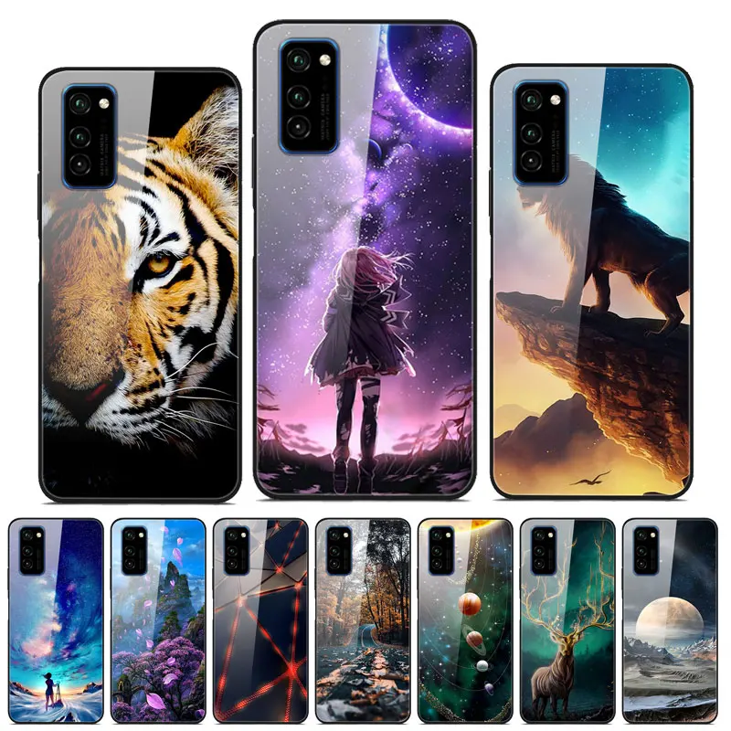 Для huawei Honor V30 чехол с милым рисунком стекло Жесткий задняя крышка чехлы для huawei Honor View 30 Pro Чехол Honor V30 Pro 5G бампер
