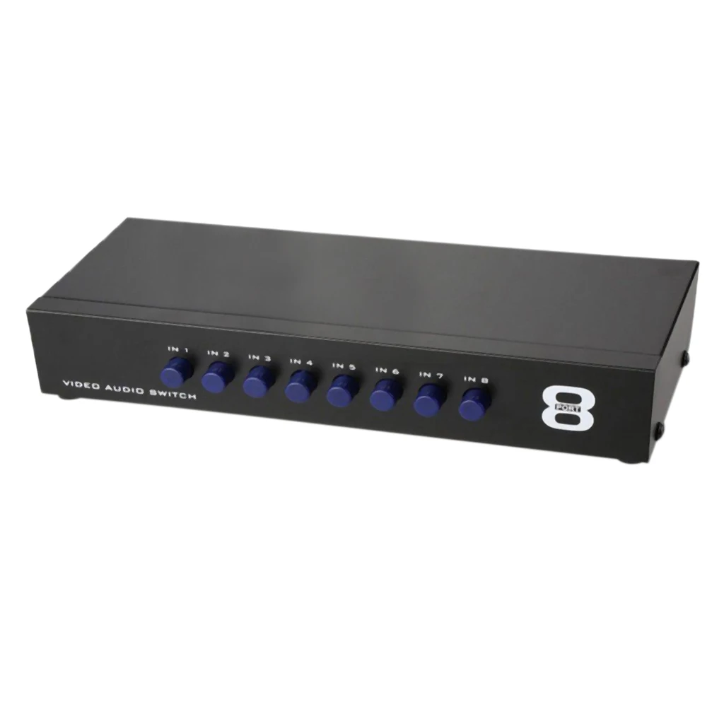 8 портов AV коммутатор 3 RCA сплиттер адаптер 8 вход 1 выход L/R аудио видео Переключатель Селектор коробка, кнопка ручные переключатели