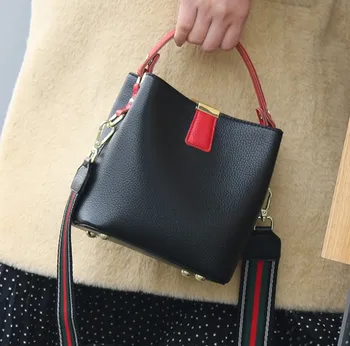 

Net red bucket bag female 2019 new one shoulder broadband messenger bag simple handbag female small bag temperament goddess