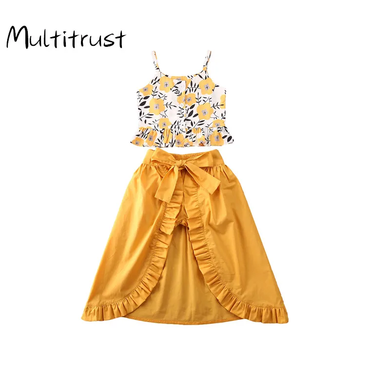 

Baby Girl 3Pcs Printed Suspenders+ Solid Color Shorts+ Skirt Bow Decoration Lotus Leaf Elastic Waist Summer Clothing