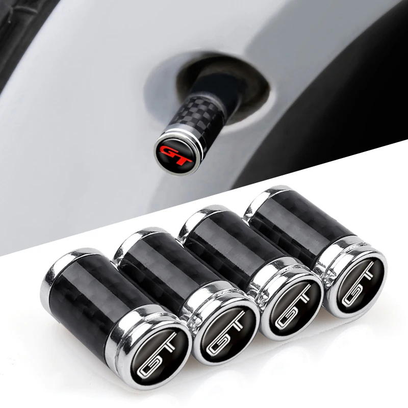 4 Uds. De tapas universales para válvula de neumático de coche, cubiertas herméticas para vástago de neumático, accesorios de insignia de logotipo de GT antirrobo