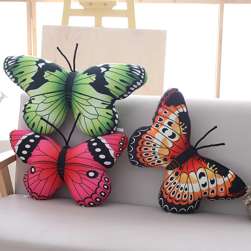 Colorful Butterfly Plush Pillow Stuffed Lifelike Butterfly Throw Pillow Cushion Home Sofa Decoration Cushion antiques for home elephant statue decoration elephant trinket box metal retro pink elephant ring box