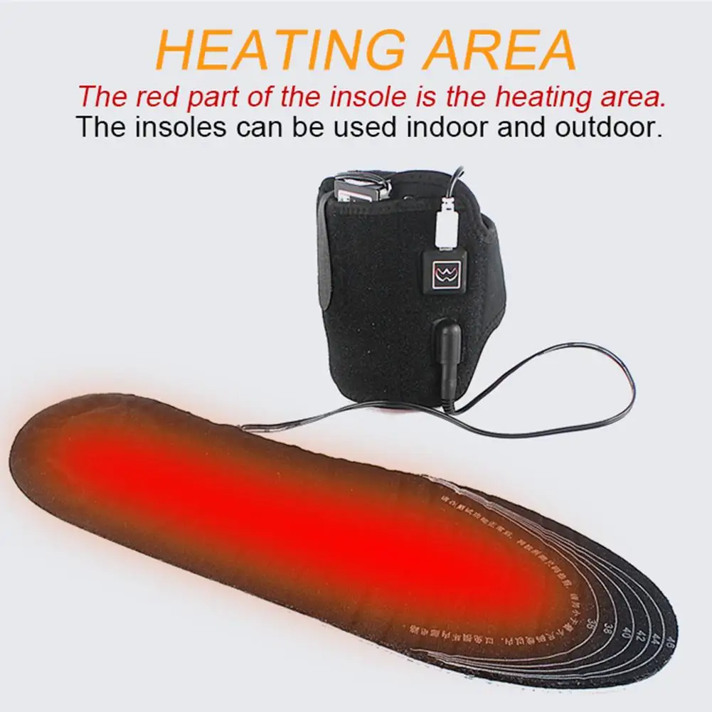 1 Pair of Heated Insoles Battery Powered Rechargeable Heated Shoes Insoles Winter Skiing Foot Warmers for Men and Women