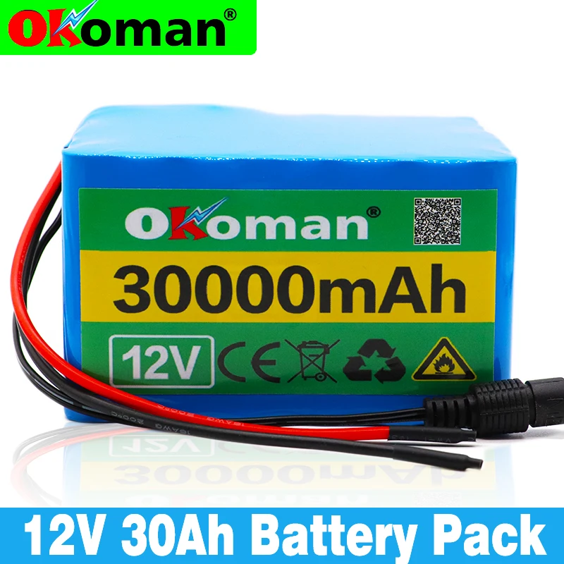 

12V 30Ah 3S12P 12.6V 30000mAh High-power Lithium Battery Pack for Inverter Xenon Lamp Solar Street Light Sightseeing Car