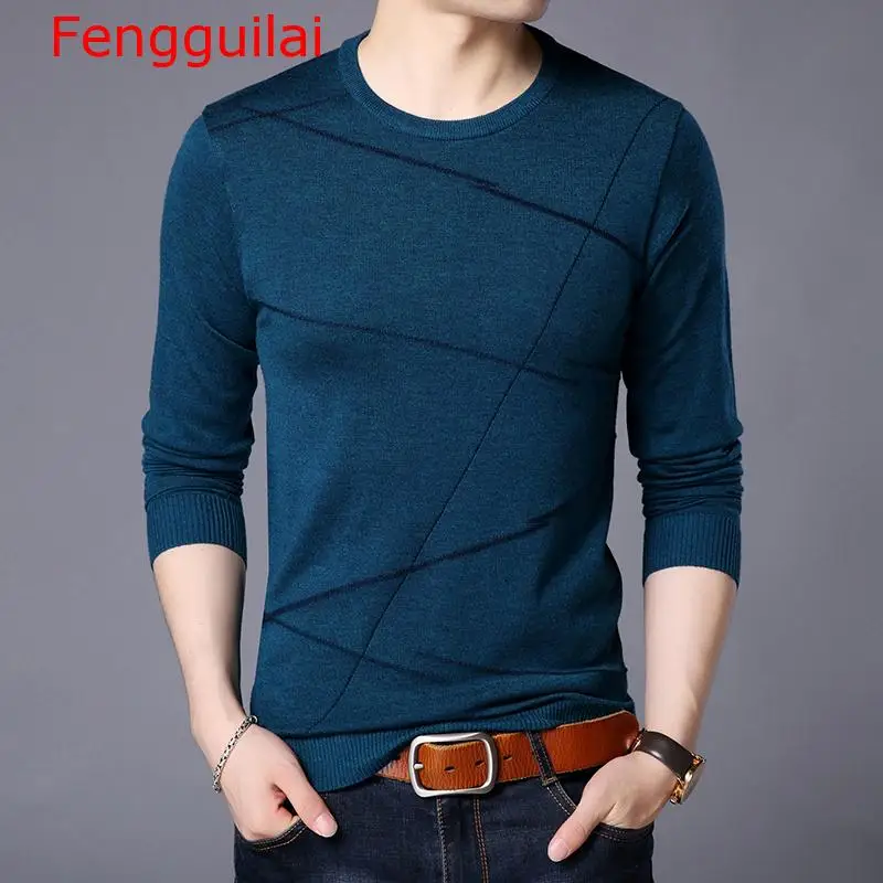 Fengguilai модный брендовый свитер для мужчин пуловер шерстяной Slim Fit Джемперы вязаный узор Осенняя повседневная одежда для мужчин