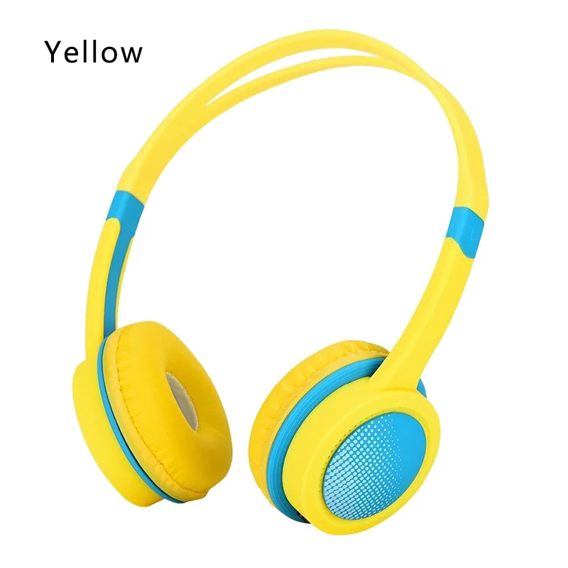Portable Kids Headphones Safely Children Over-Ear Headset with Adjustable Headband For Phone Computer Tablet Kids Gift Children - Color: Yellow