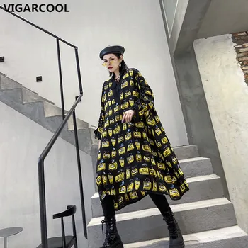 

Personalized chiffon dress spring autumn long strap retro printing large size fat mm long dress female 2020 new fashion dress