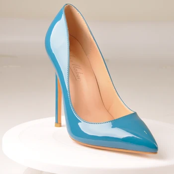 

Onlymaker Women's Sexy Pointed Toe teal shoes 8cm 10cm 12cm High Heel Slip On Stiletto Pumps Large Size Basic Shoes