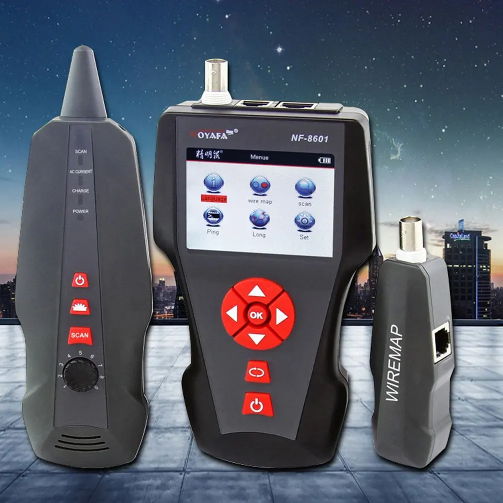 NOYAFA NF-8601 Многофункциональный сетевой кабель тестер ЖК-дисплей длина кабеля метр обрыв тестер RJ45 телефонная линия проверки US Plu